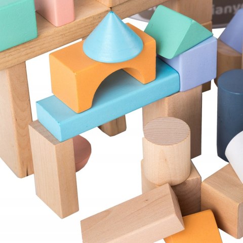 Drewniane klocki 100 szt wiaderko + sorter ECOTOYS Drewniane klocki 100 szt wiaderko + sorter ECOTOYS
