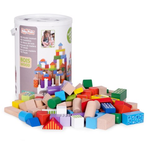 Drewniane klocki dla dzieci 100 szt. sorter wiaderko ECOTOYS Drewniane klocki dla dzieci 100 szt. sorter wiaderko ECOTOYS