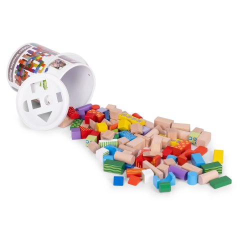 Drewniane klocki dla dzieci 100 szt. sorter wiaderko ECOTOYS Drewniane klocki dla dzieci 100 szt. sorter wiaderko ECOTOYS