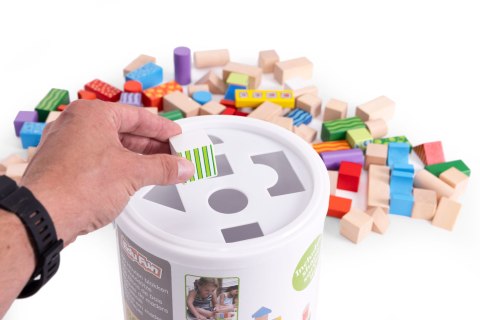 Drewniane klocki dla dzieci 100 szt. sorter wiaderko ECOTOYS Drewniane klocki dla dzieci 100 szt. sorter wiaderko ECOTOYS