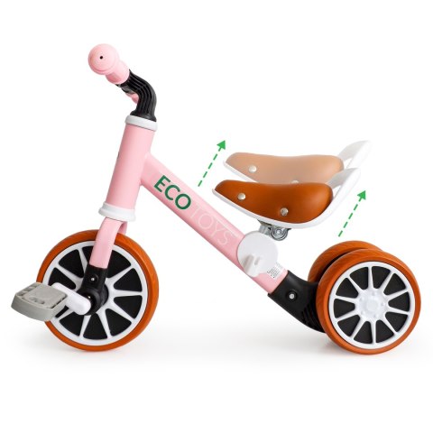 Rower rowerek trójkołowy biegowy z pedałami 2w1 Różowy ECOTOYS Rower rowerek trójkołowy biegowy z pedałami 2w1 Różowy ECOTOYS