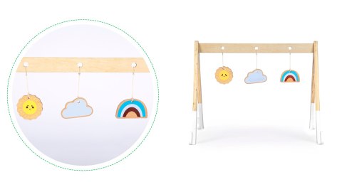 Stojak gimnastyczny edukacyjny drewniany + zabawki ECOTOYS Stojak gimnastyczny edukacyjny drewniany + zabawki ECOTOYS