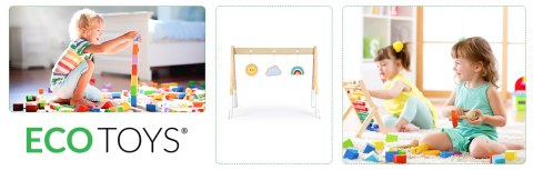 Stojak gimnastyczny edukacyjny drewniany + zabawki ECOTOYS Stojak gimnastyczny edukacyjny drewniany + zabawki ECOTOYS