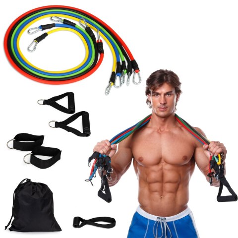 Zestaw 5 gum ekspanderów fitness rączki uchwyty Zestaw 5 gum ekspanderów fitness rączki uchwyty