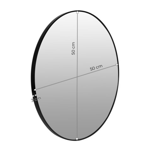 Okrągłe lustro ścienne 50 cm wiszące nowoczesne czarna rama aluminium ModernHome Okrągłe lustro ścienne 50 cm wiszące nowoczesne czarna rama aluminium ModernHome