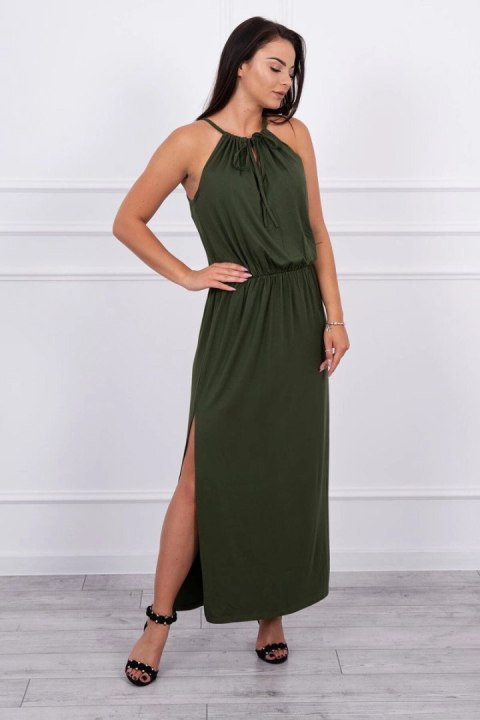 Sukienka boho z rozporkiem khaki Sukienka boho z rozporkiem khaki