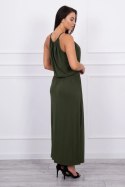 Sukienka boho z rozporkiem khaki