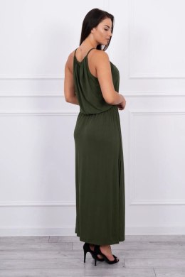 Sukienka boho z rozporkiem khaki