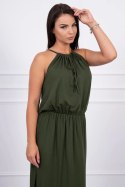 Sukienka boho z rozporkiem khaki