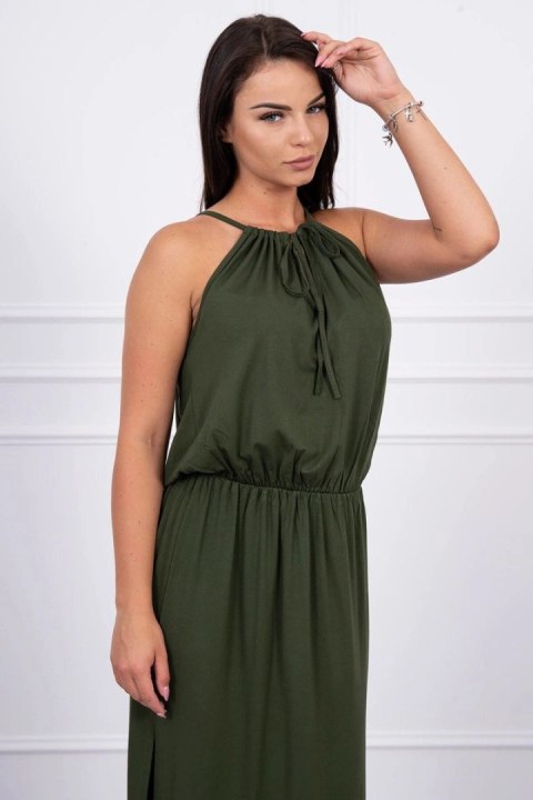 Sukienka boho z rozporkiem khaki Sukienka boho z rozporkiem khaki