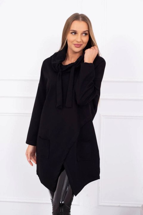 Tunika z kopertowym przodem Oversize czarna Tunika z kopertowym przodem Oversize czarna