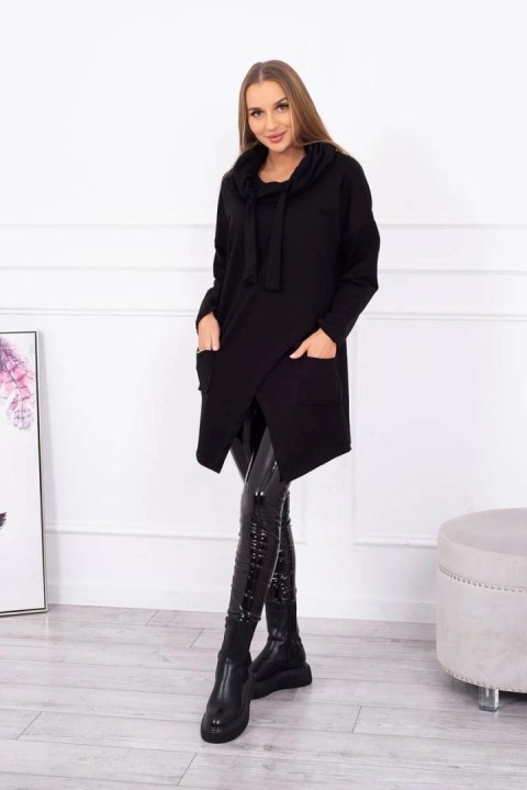 Tunika z kopertowym przodem Oversize czarna Tunika z kopertowym przodem Oversize czarna