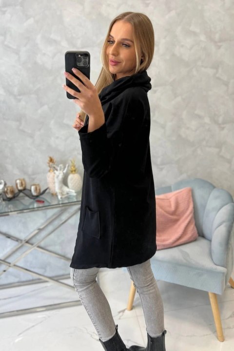 Tunika z kopertowym przodem Oversize czarna Tunika z kopertowym przodem Oversize czarna