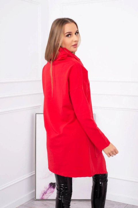 Tunika z kopertowym przodem Oversize czerwona Tunika z kopertowym przodem Oversize czerwona