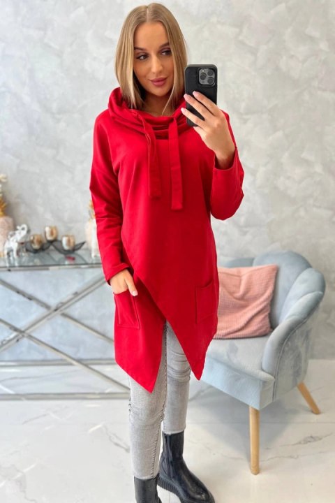 Tunika z kopertowym przodem Oversize czerwona Tunika z kopertowym przodem Oversize czerwona