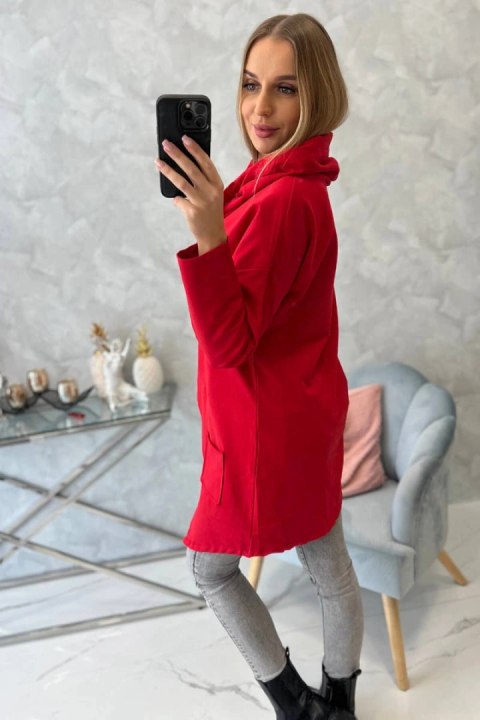 Tunika z kopertowym przodem Oversize czerwona Tunika z kopertowym przodem Oversize czerwona