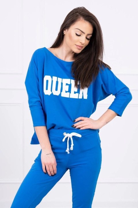 Komplet z nadrukiem Queen chabrowy Komplet z nadrukiem Queen chabrowy