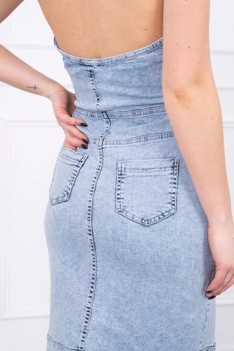 Sukienka jeansowa ze stretchem wiązana na szyi S/M-L/XL Sukienka jeansowa ze stretchem wiązana na szyi S/M-L/XL