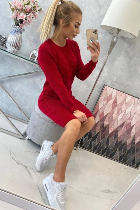 Sweter Sukienka w prążek czerwona Sweter Sukienka w prążek czerwona