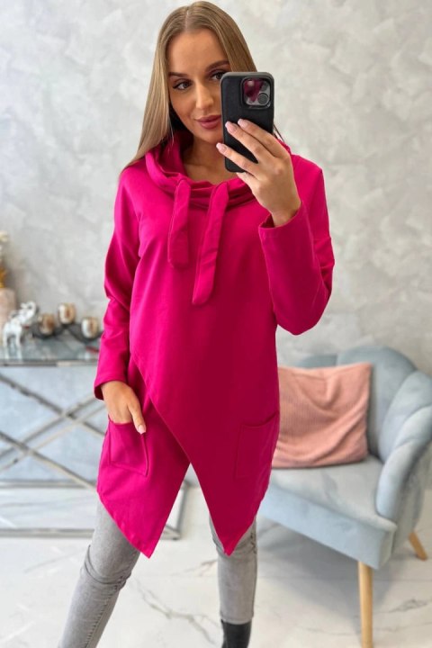 Tunika z kopertowym przodem Oversize fuksja Tunika z kopertowym przodem Oversize fuksja
