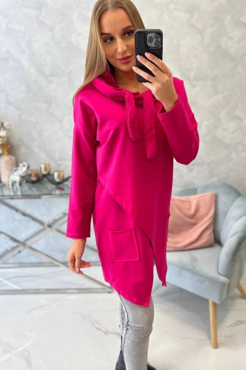 Tunika z kopertowym przodem Oversize fuksja Tunika z kopertowym przodem Oversize fuksja