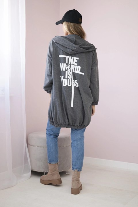 Bluza z nadrukiem "The world is yours" grafitowa Bluza z nadrukiem "The world is yours" grafitowa