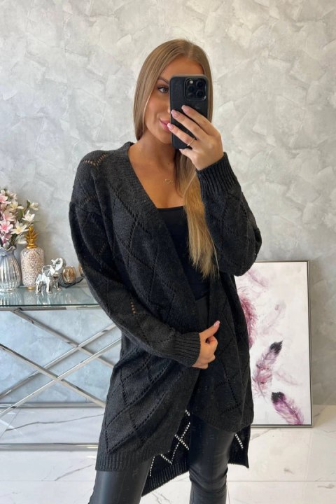 Sweter z geometrycznym wzorem grafitowy Sweter z geometrycznym wzorem grafitowy