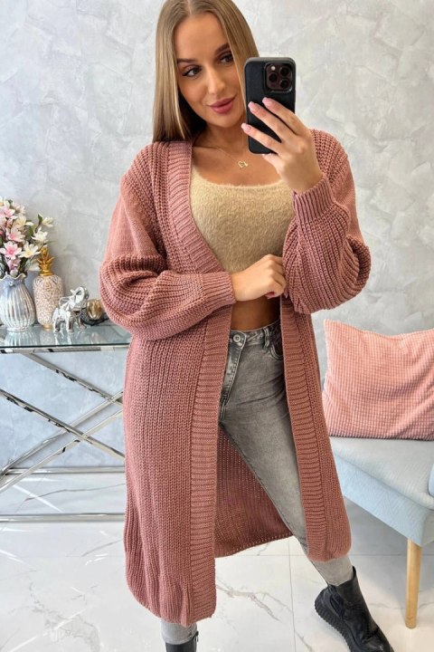 Sweter długi kardigan ciemny różowy Sweter długi kardigan ciemny różowy