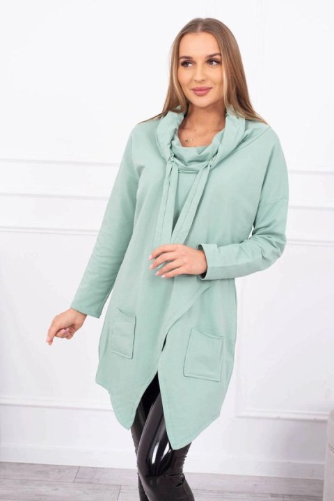 Tunika z kopertowym przodem Oversize ciemno miętowa Tunika z kopertowym przodem Oversize ciemno miętowa