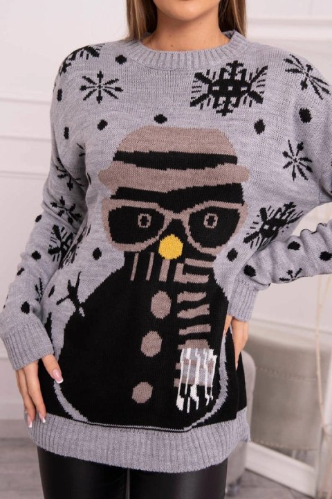 Sweter świąteczny z bałwanem szary Sweter świąteczny z bałwanem szary