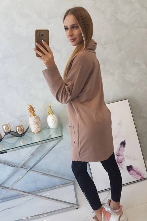 Tunika z kopertowym przodem Oversize mocca Tunika z kopertowym przodem Oversize mocca