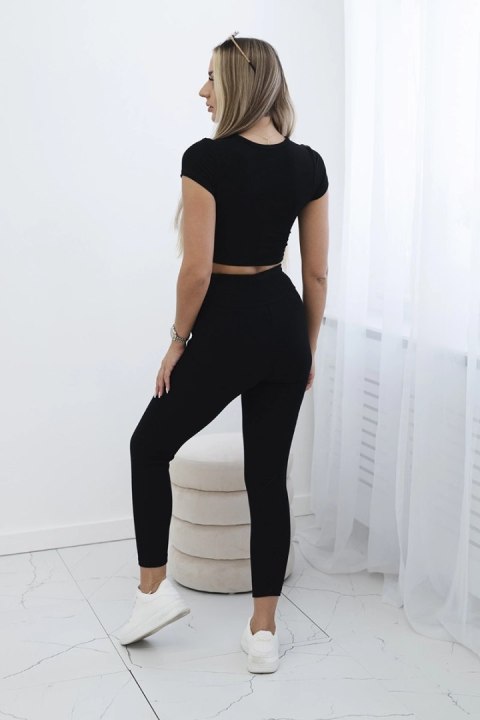 Legginsy w prążek z wysokim stanem czarne Legginsy w prążek z wysokim stanem czarne
