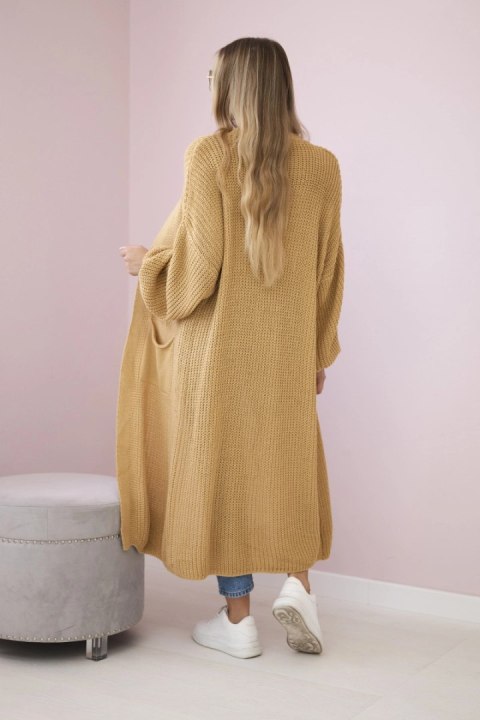 Sweter długi kardigan camelowy Sweter długi kardigan camelowy