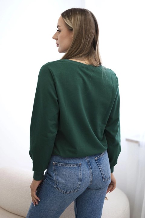 Bluza z nadrukiem ciemno zielona Bluza z nadrukiem ciemno zielona