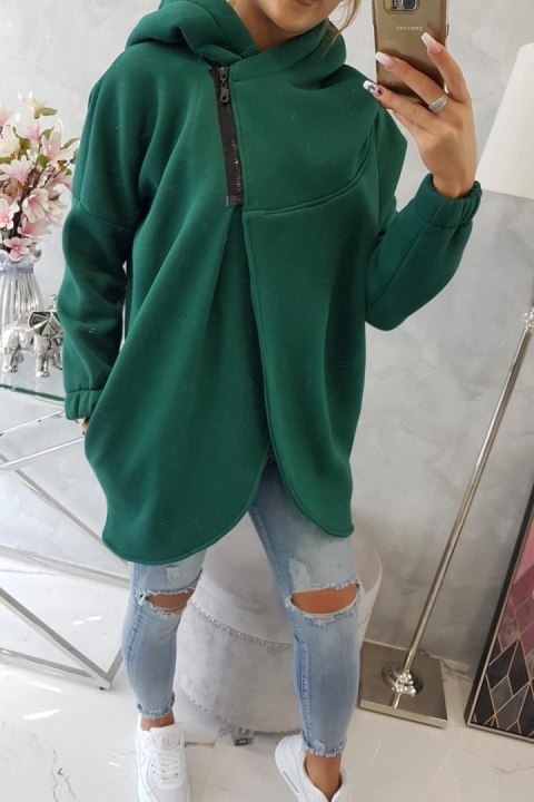 Bluza z krótkim suwakiem ciemno zielona Bluza z krótkim suwakiem ciemno zielona