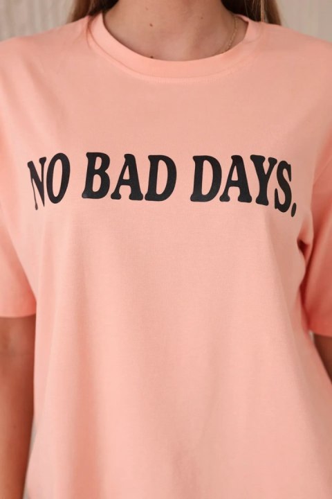 Bluzka bawełniana No Bad Days łososiowa Bluzka bawełniana No Bad Days łososiowa