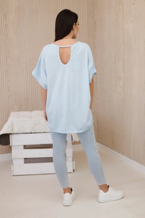 Bluzka bawełniana dekatyzowana plus size niebieski Bluzka bawełniana dekatyzowana plus size niebieski