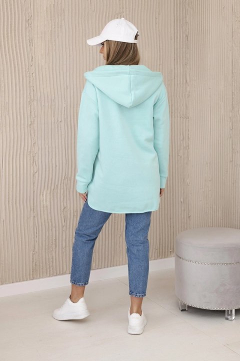 Bluza bawełniana ocieplana z ozdobnymi guzikami miętowa Bluza bawełniana ocieplana z ozdobnymi guzikami miętowa