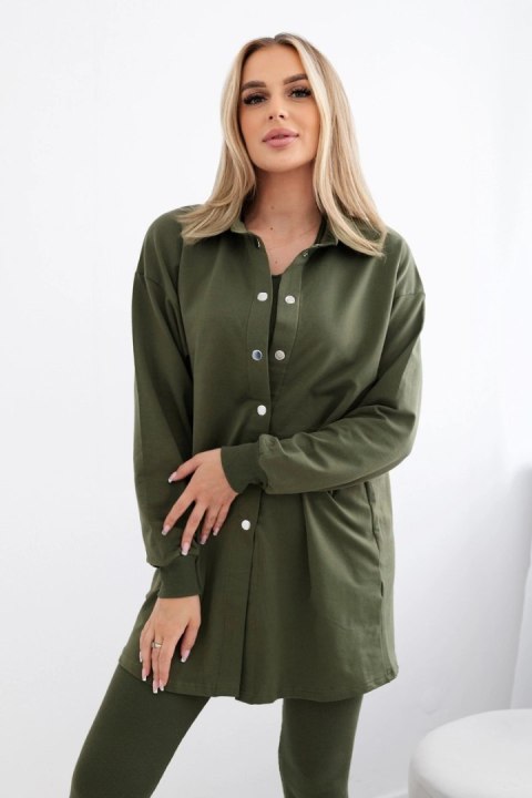 Komplet 3-częściowy bluza, top i legginsy khaki Komplet 3-częściowy bluza, top i legginsy khaki