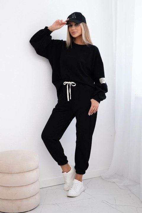 Komplet bawełniany bluza z dłuższym tyłem + spodnie czarny Komplet bawełniany bluza z dłuższym tyłem + spodnie czarny