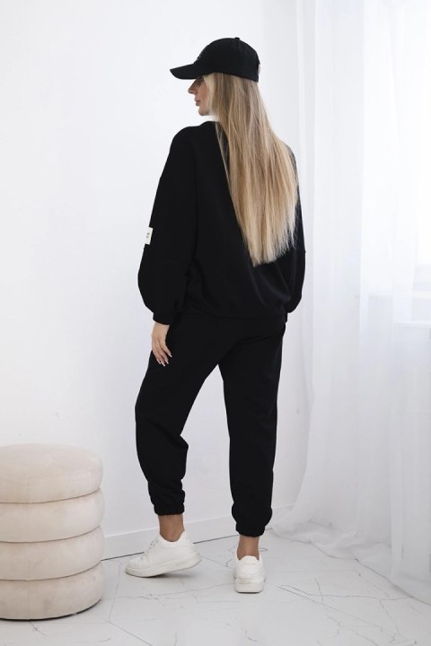Komplet bawełniany bluza z dłuższym tyłem + spodnie czarny Komplet bawełniany bluza z dłuższym tyłem + spodnie czarny