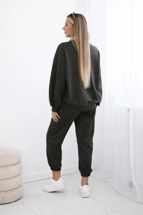 Komplet bawełniany bluza z dłuższym tyłem + spodnie khaki Komplet bawełniany bluza z dłuższym tyłem + spodnie khaki