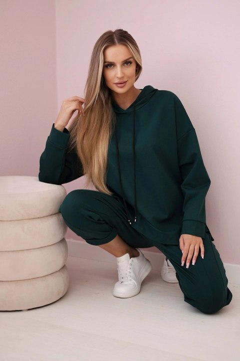 Komplet Punto Milano Winter bluza z kapturem + spodnie ciemny zielony Komplet Punto Milano Winter bluza z kapturem + spodnie ciemny zielony