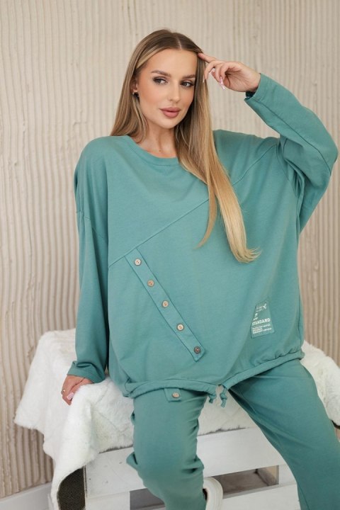 Komplet bawełniany oversize bluza + spodnie ciemny miętowy Komplet bawełniany oversize bluza + spodnie ciemny miętowy