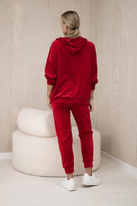 Komplet welurowy bluza kangurka + spodnie czerowny Komplet welurowy bluza kangurka + spodnie czerowny