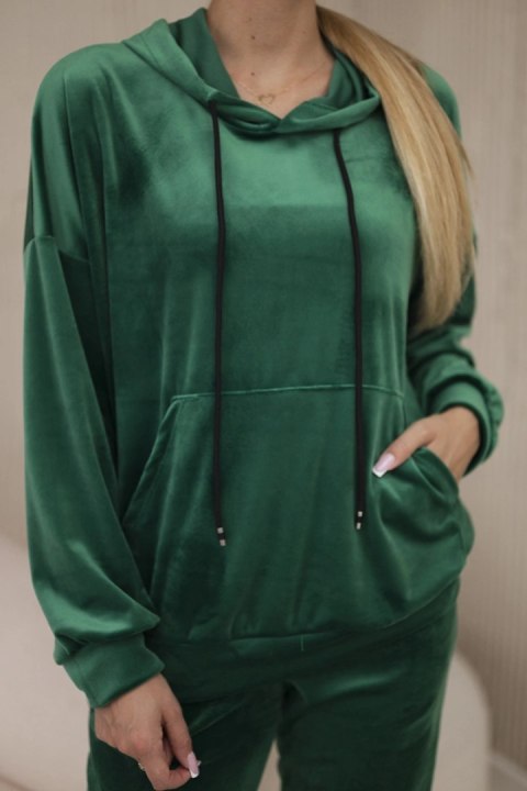 Komplet welurowy bluza kangurka + spodnie jasny zielony Komplet welurowy bluza kangurka + spodnie jasny zielony