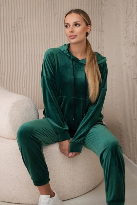 Komplet welurowy bluza kangurka + spodnie zielony Komplet welurowy bluza kangurka + spodnie zielony