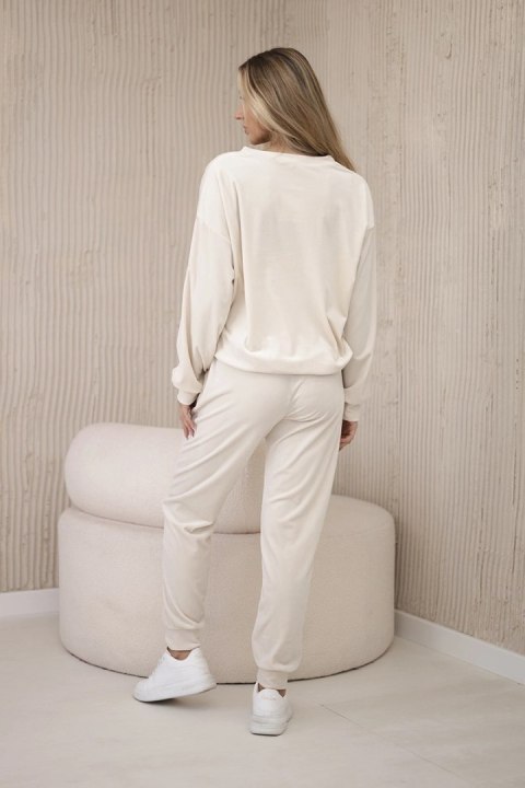 Komplet welurowy bluza + spodnie jasny beżowy Komplet welurowy bluza + spodnie jasny beżowy