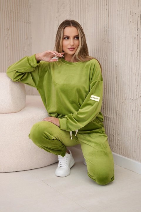 Komplet welurowy bluza + spodnie kiwi Komplet welurowy bluza + spodnie kiwi