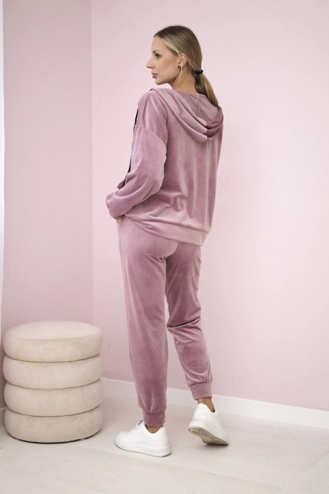 Komplet welurowy bluza z kapturem + spodnie ciemny różowy Komplet welurowy bluza z kapturem + spodnie ciemny różowy